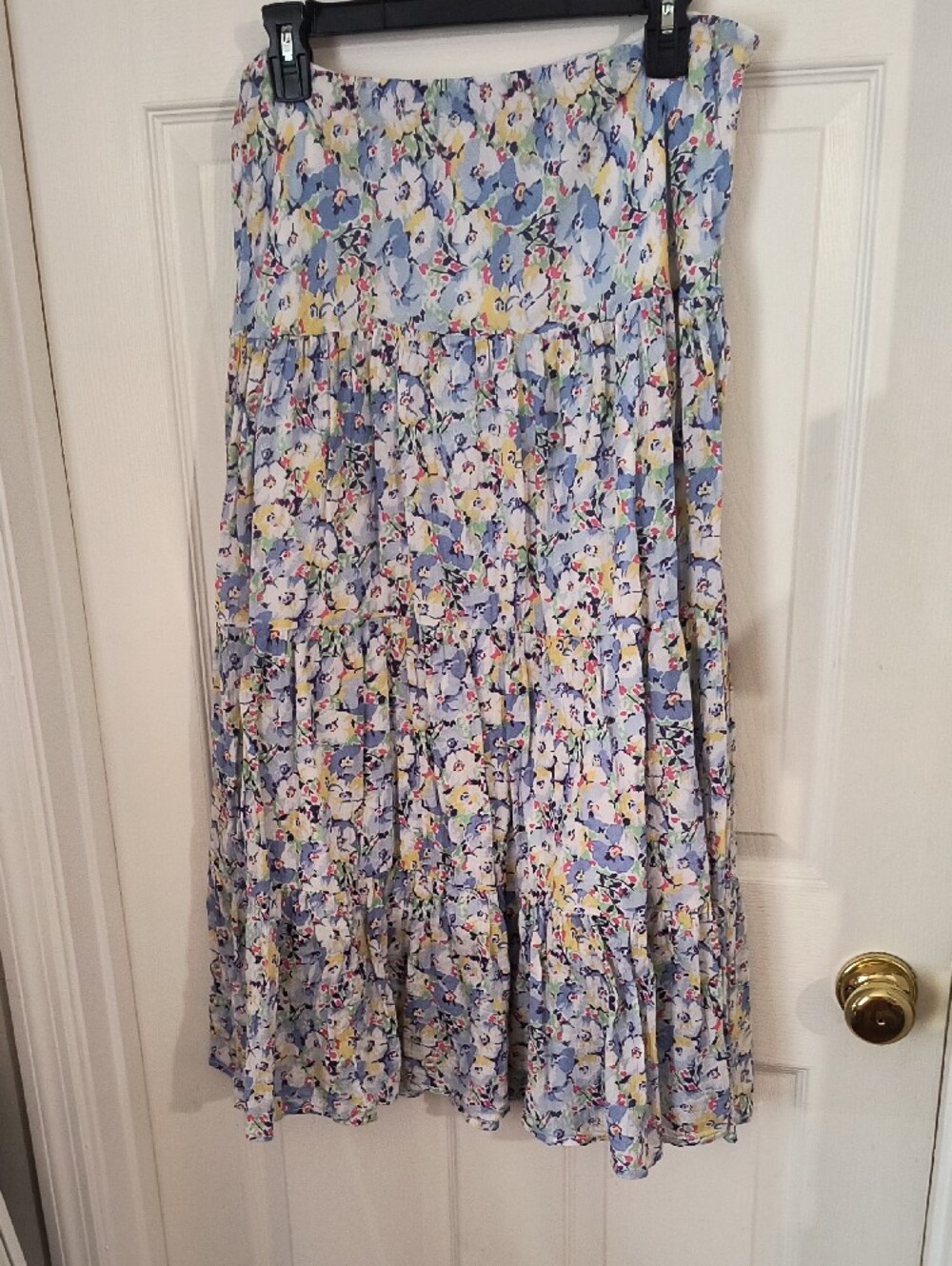 Chaps Blue Floral Tiered Maxi Skirt - Picture 3 of 5